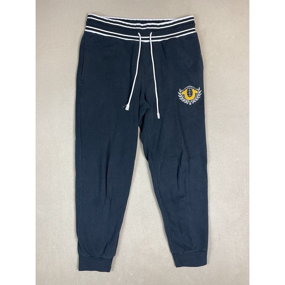 True Religion Jogger Womens Small Black Collegiate Tapered Slim Fit Sweatpants